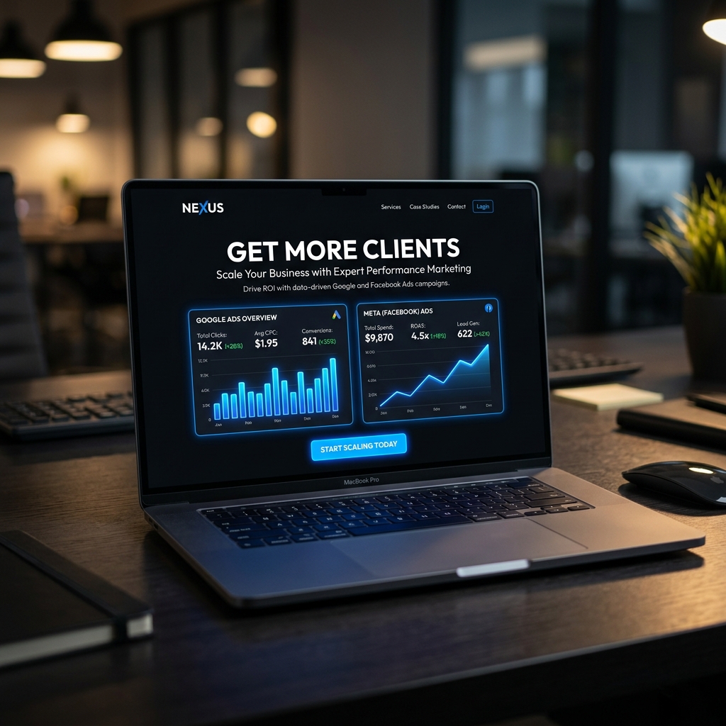 Marketing dashboard overview on laptop